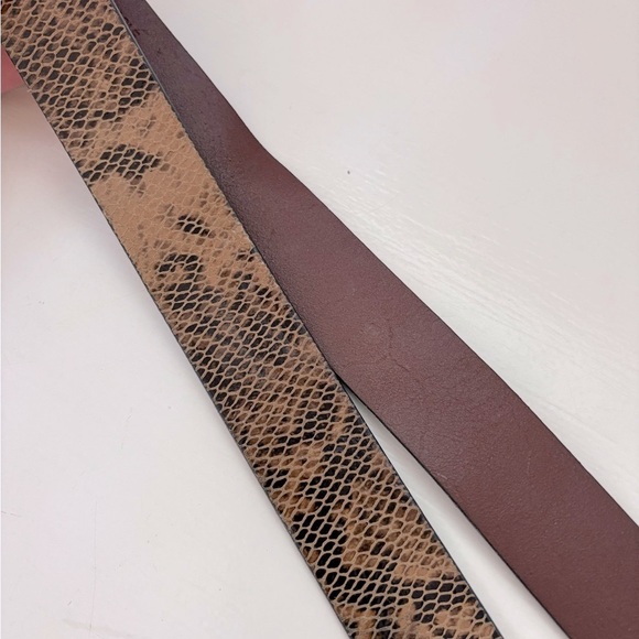 Aritzia Snake Print Leather Belt with Gold Buckle Sz L - Picture 5 of 6